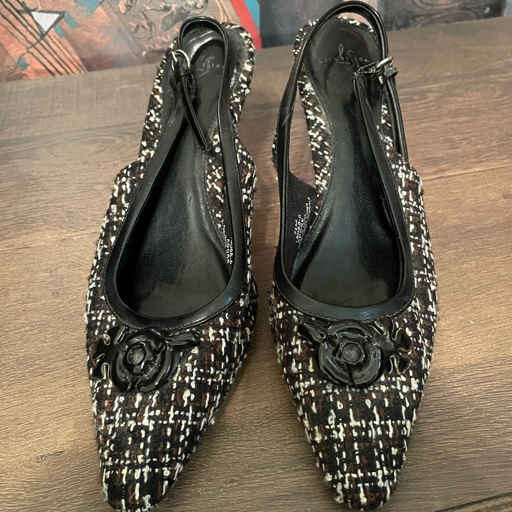 Life Stride Black, Brown and White Tweed Flats